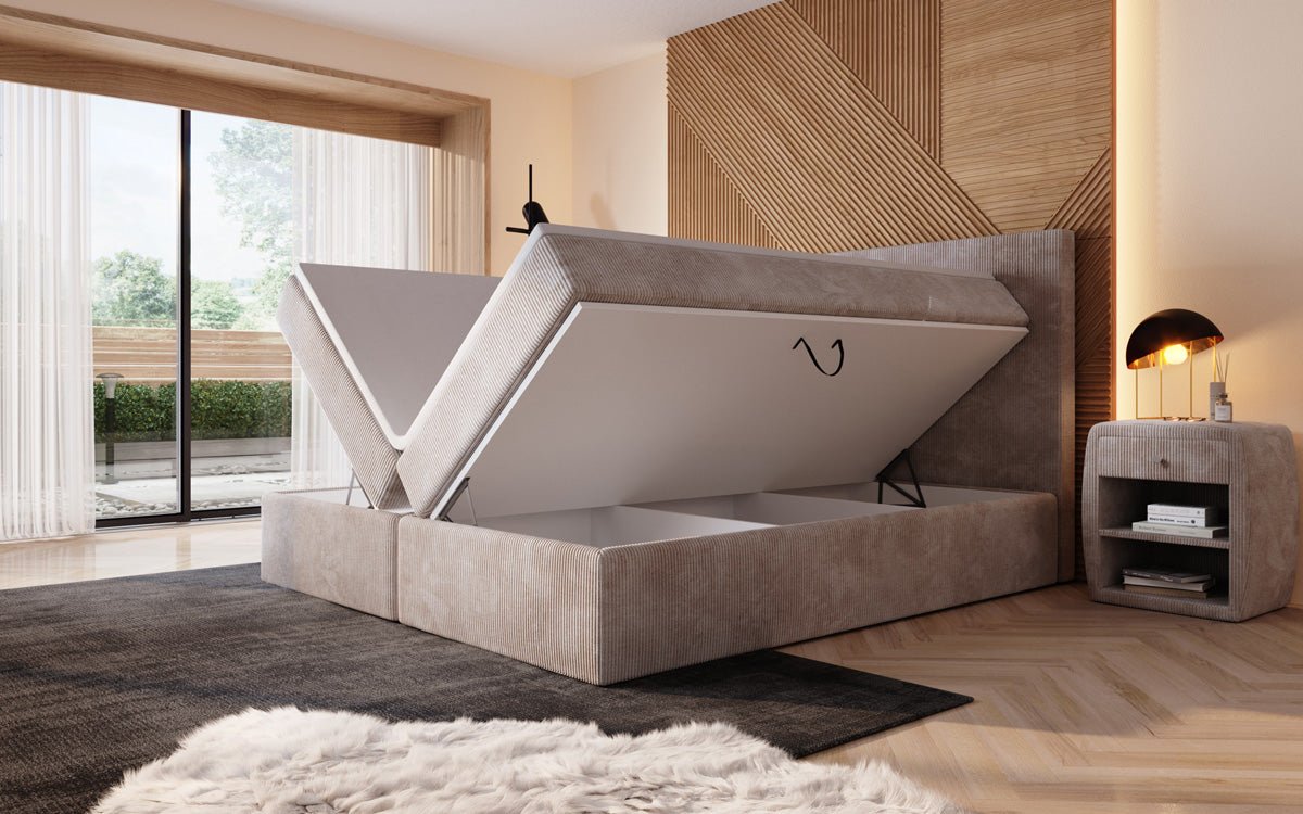 Boxspringbett Sejour mat LED a Späicherplaz a Kord