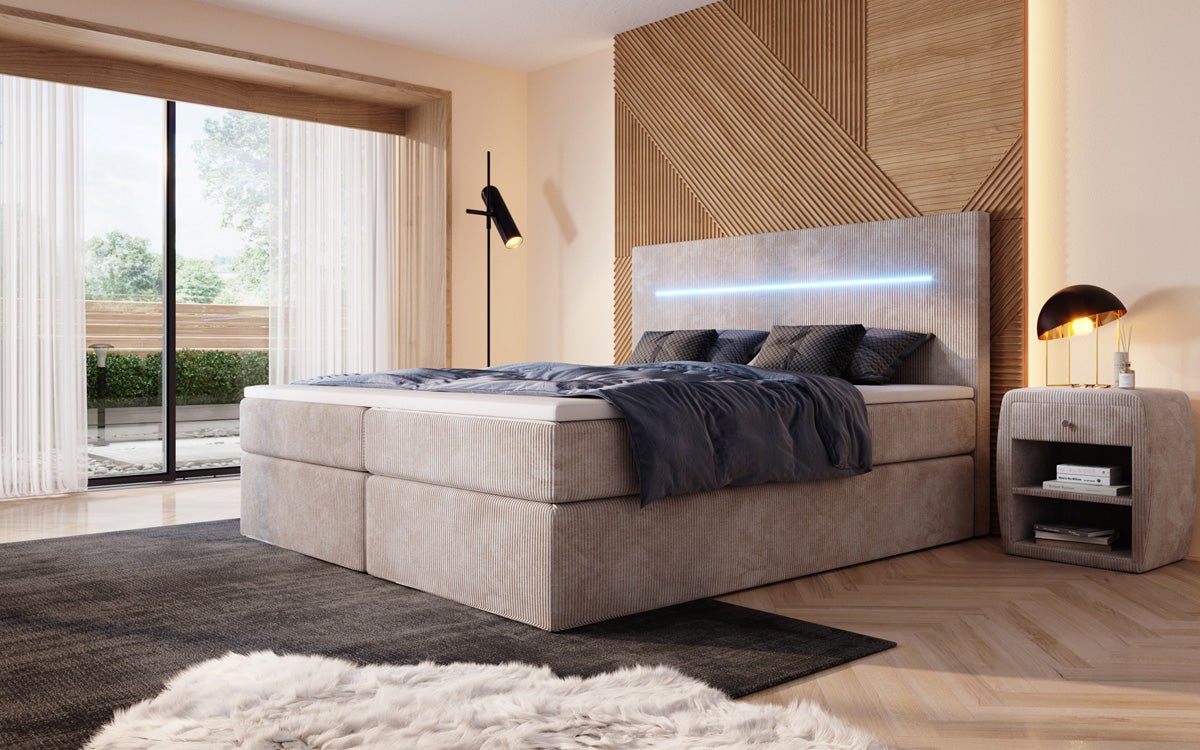 Boxspringbett Sejour mat LED a Späicherplaz a Kord