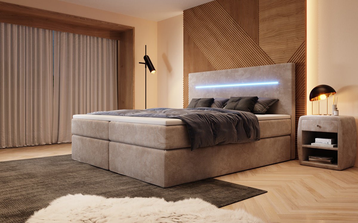 Boxspringbett Sejour mat LED a Späicherplaz a Kord