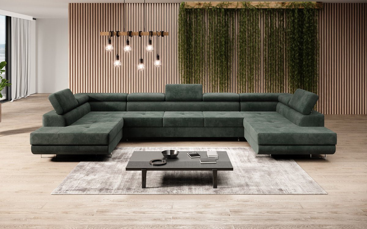 Designer Sofa Taormina mat Schlof- a Klappfunktioun a Kord