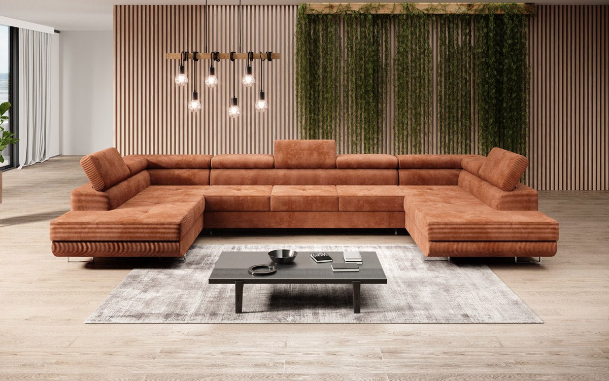 Designer Sofa Taormina mat Schlof- a Klappfunktioun a Kord