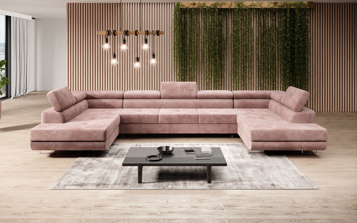 Designer Sofa Taormina mat Schlof- a Klappfunktioun a Kord