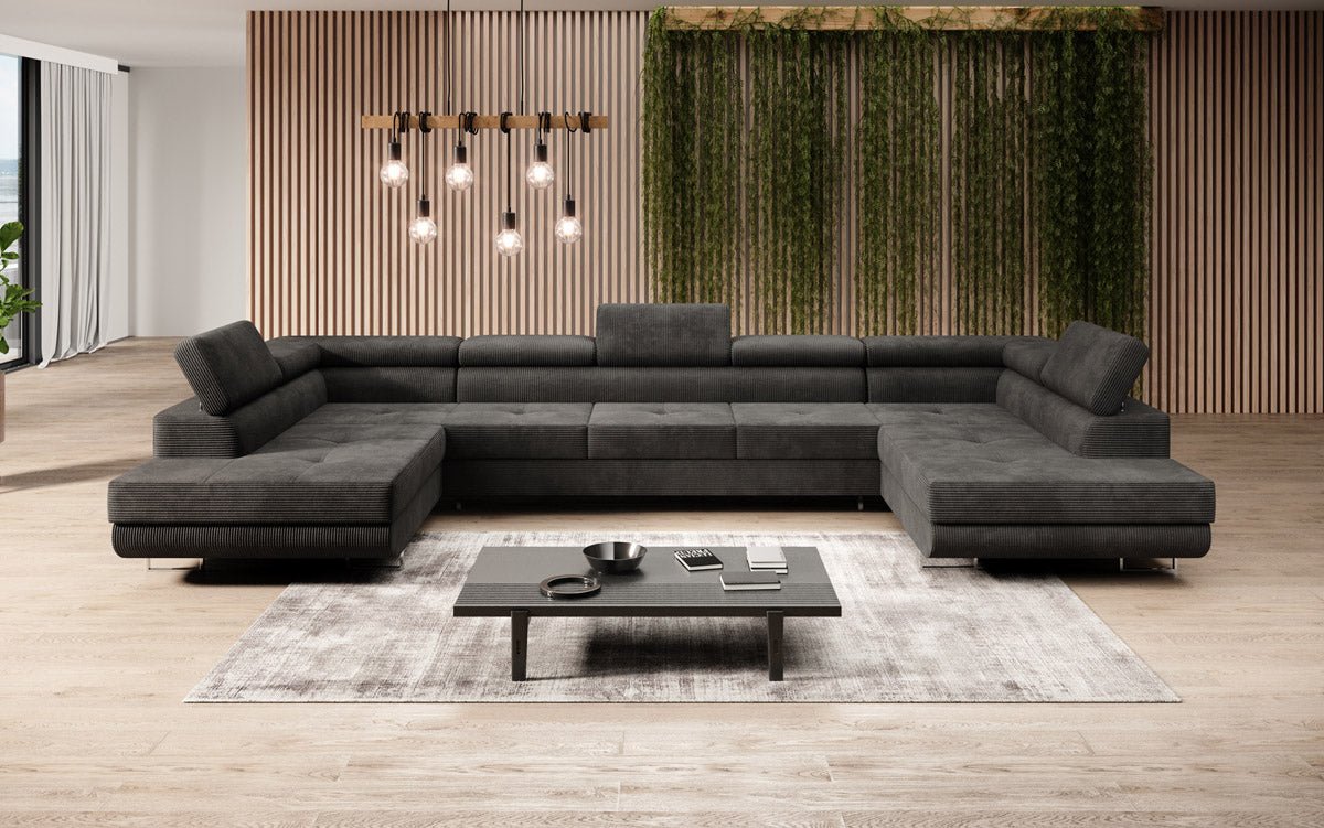 Designer Sofa Taormina mat Schlof- a Klappfunktioun a Kord