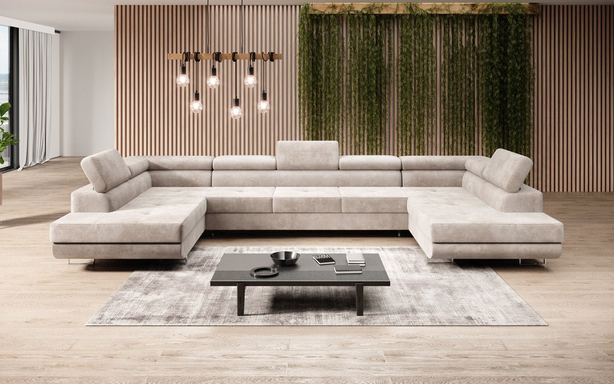 Designer Sofa Taormina mat Schlof- a Klappfunktioun a Kord