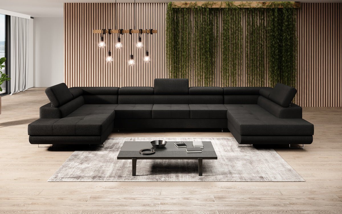 Designer Sofa Taormina mat Schlof- a Klappfunktioun a Bouclé