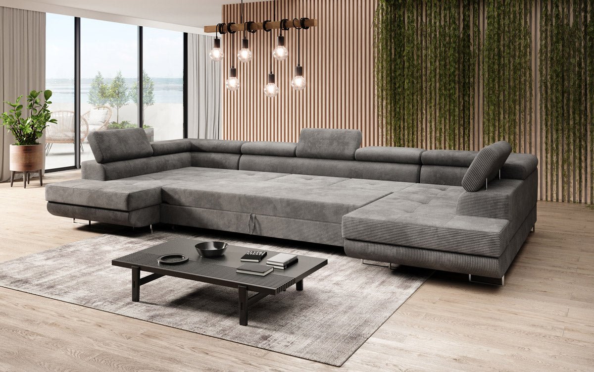 Designer Sofa Taormina mat Schlof- a Klappfunktioun a Kord