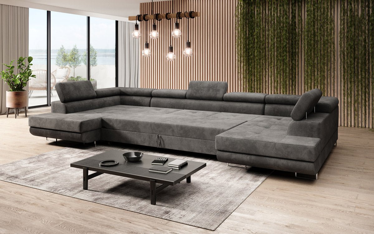 Designer Sofa Taormina mat Schlof- a Klappfunktioun a Kord