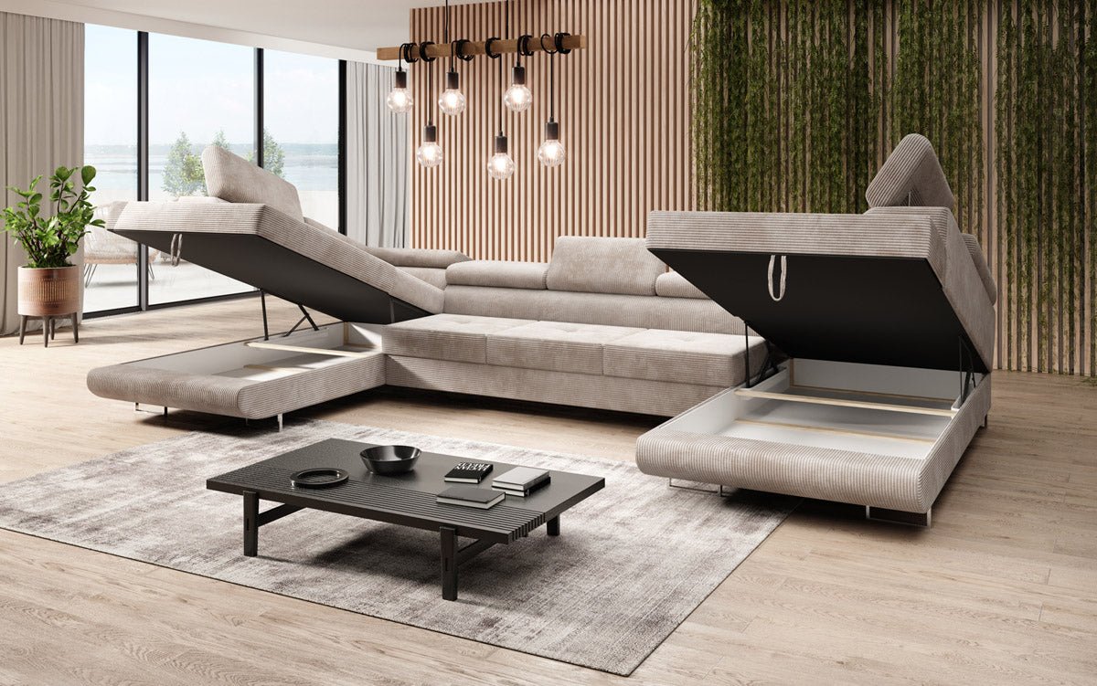 Designer Sofa Taormina mat Schlof- a Klappfunktioun a Kord