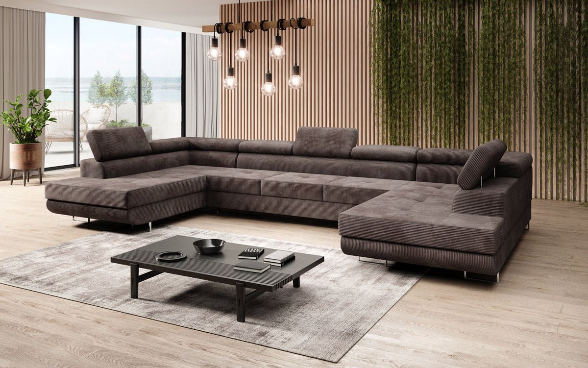 Designer Sofa Taormina mat Schlof- a Klappfunktioun a Kord