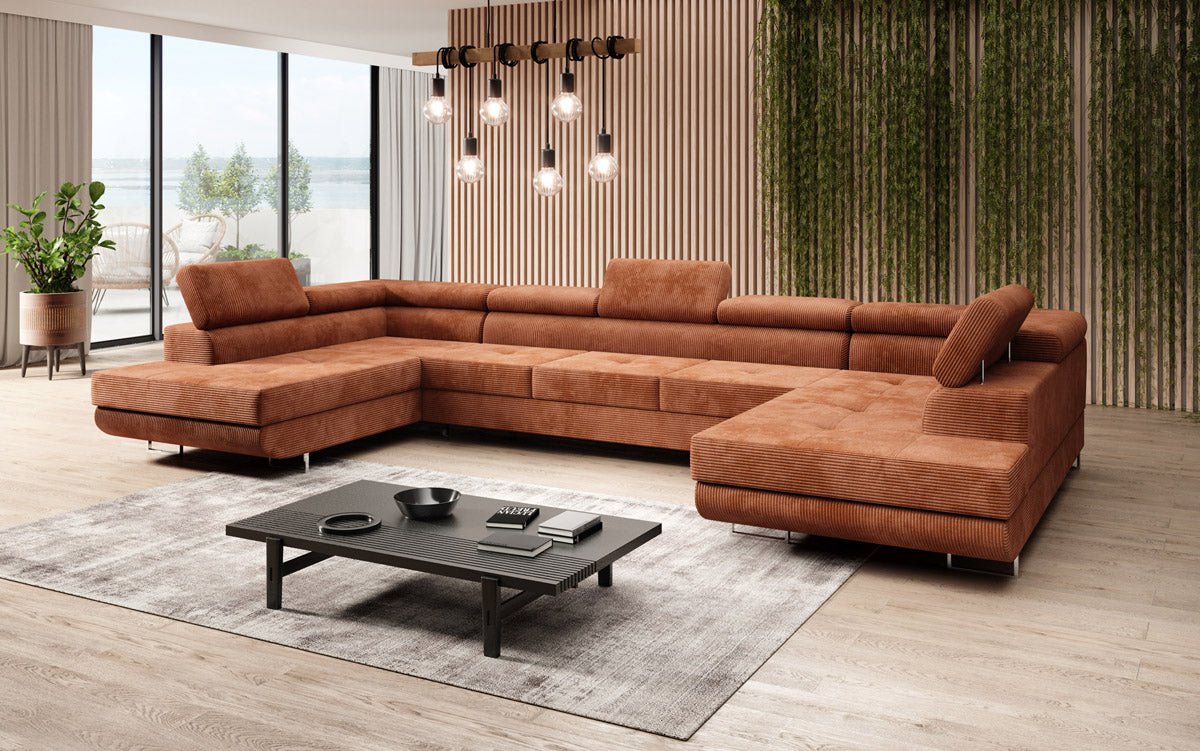 Designer Sofa Taormina mat Schlof- a Klappfunktioun a Kord