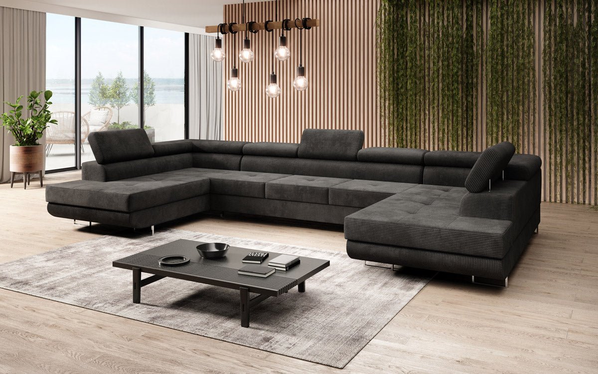 Designer Sofa Taormina mat Schlof- a Klappfunktioun a Kord