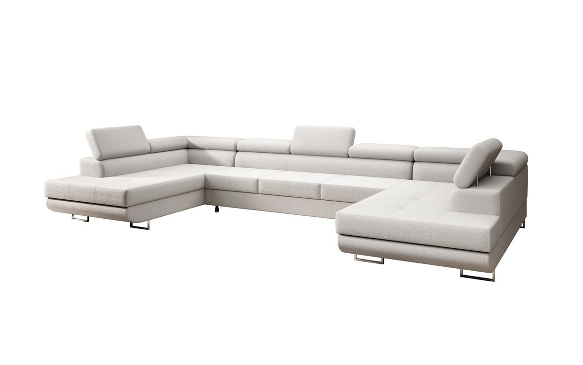 Designer Sofa Taormina mat Schlof- a Klappfunktioun a Bouclé