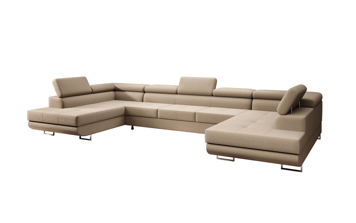 Designer Sofa Taormina mat Schlof- a Klappfunktioun a Bouclé