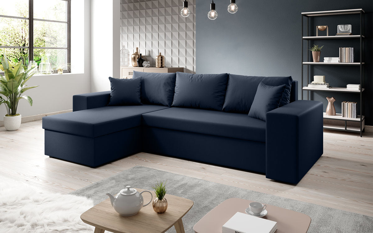 Designer Sofa Denver aus Kunstleder mat Schloof- a Klappfunktioun
