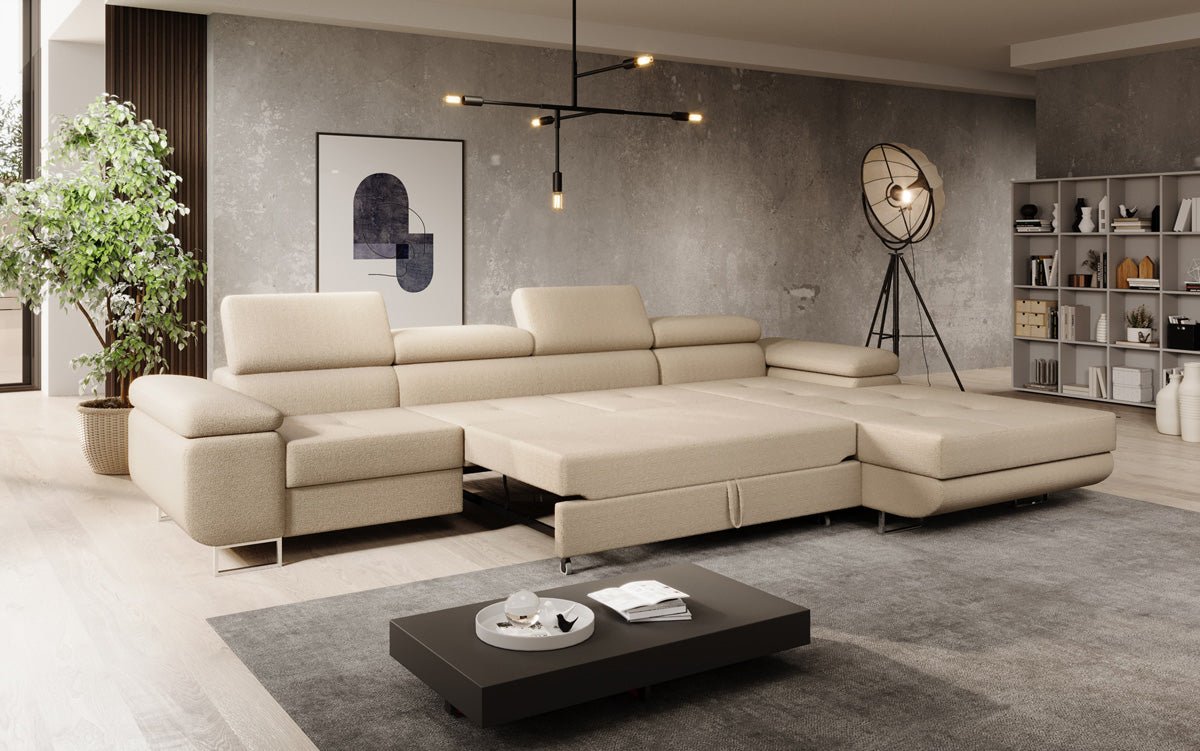 Designer Sofa Calvera Maxi mat Schloof- a Klappfunktioun a Bouclé