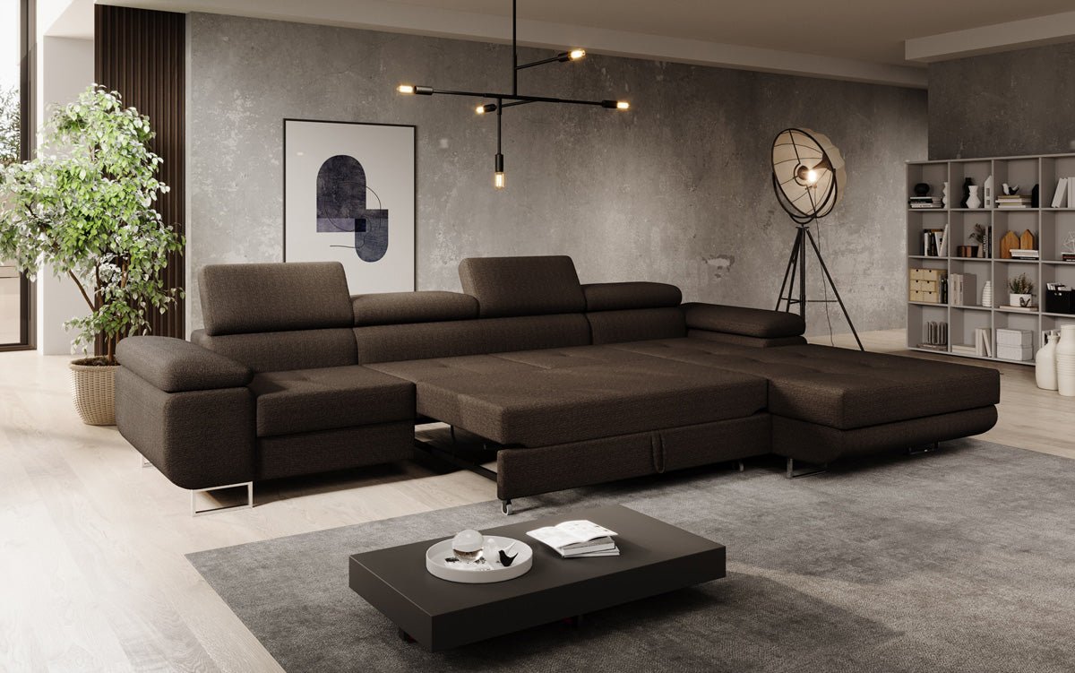 Designer Sofa Calvera Maxi mat Schloof- a Klappfunktioun a Bouclé