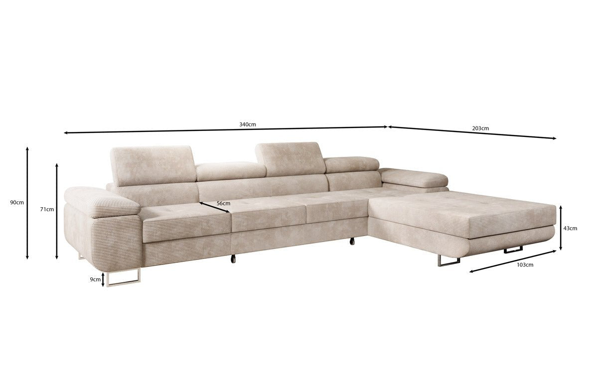 Designer Sofa Calvera Maxi mat Schloof- a Klappfunktioun a Kord