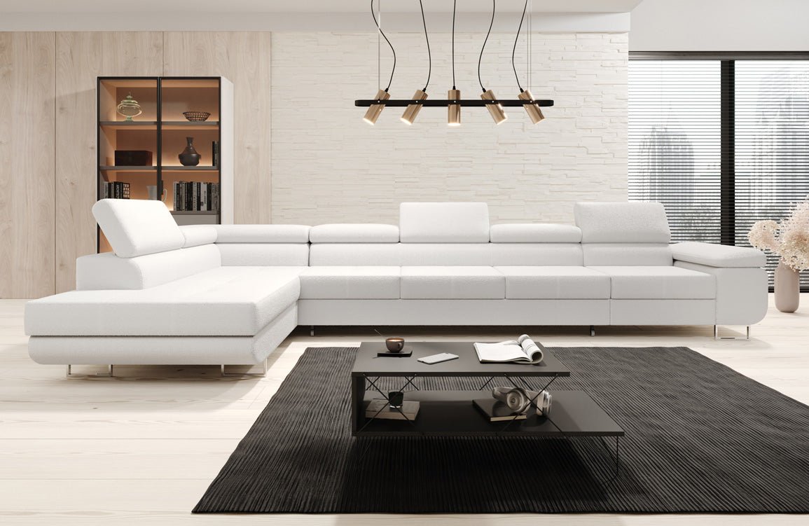 Designer Sofa Maxi mat Schlof- a Klappfunktioun a Bouclé