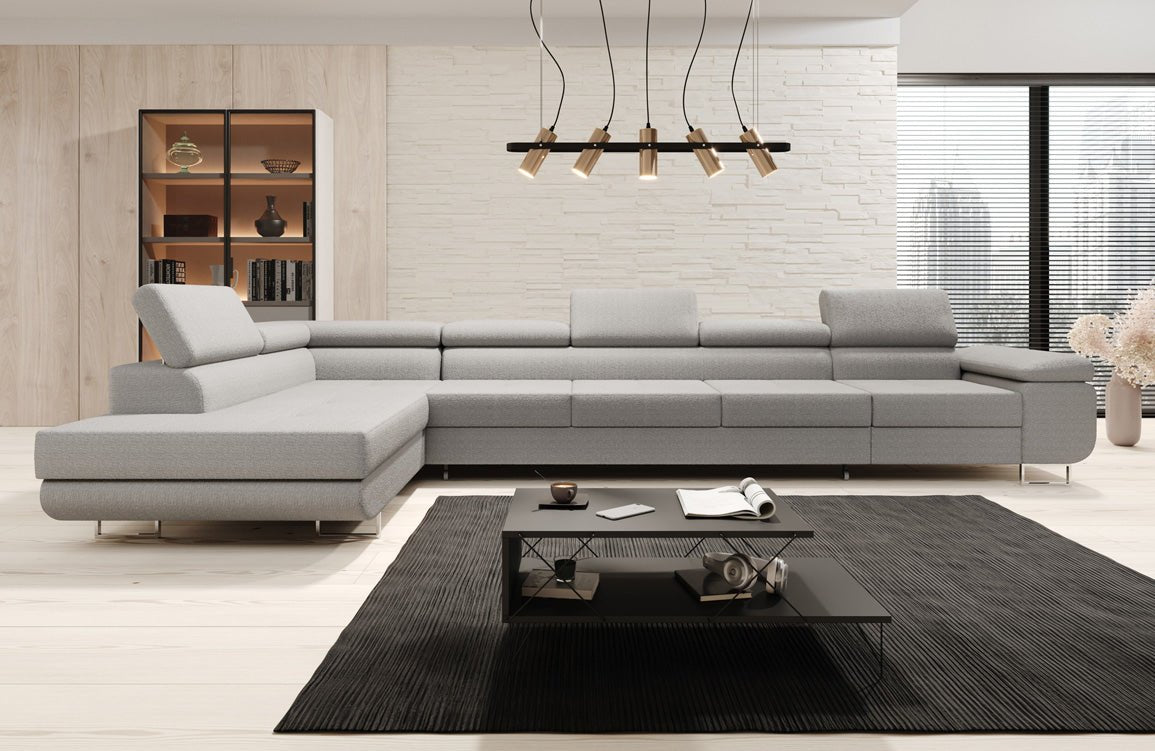 Designer Sofa Maxi mit Schlaf - und Klappfunktion in Bouclé