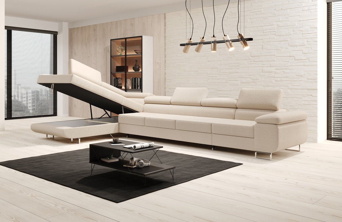 Designer Sofa Maxi mat Schlof- a Klappfunktioun a Bouclé