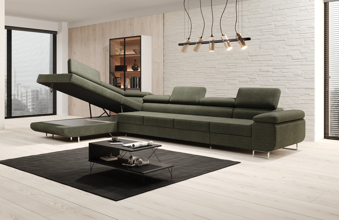 Designer Sofa Maxi mat Schlof- a Klappfunktioun a Bouclé