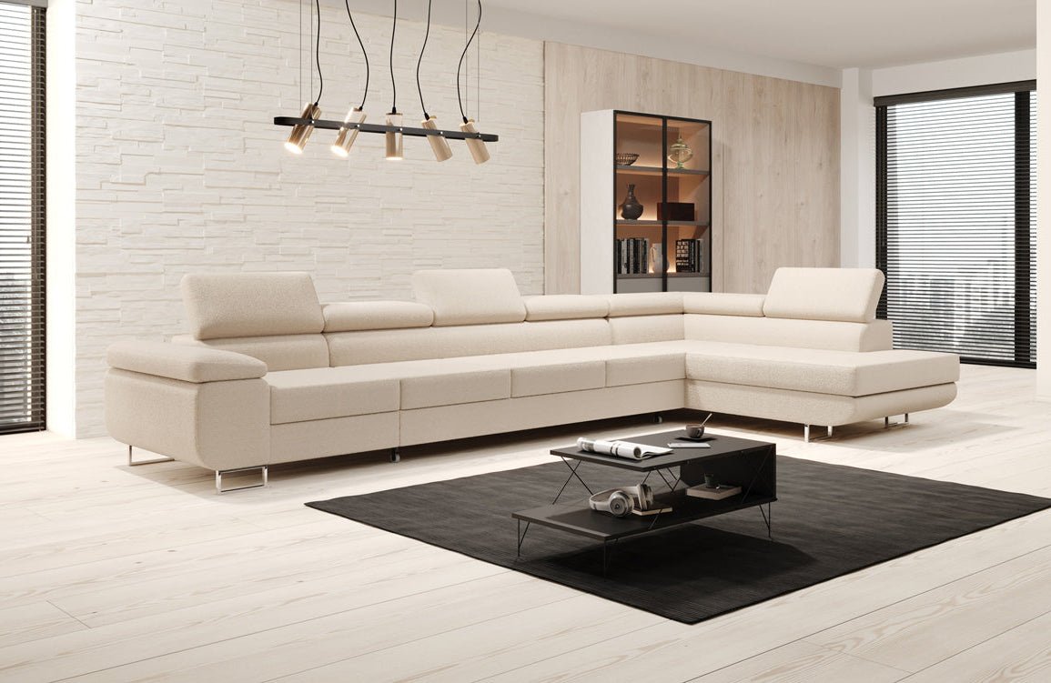 Designer Sofa Maxi mat Schlof- a Klappfunktioun a Bouclé