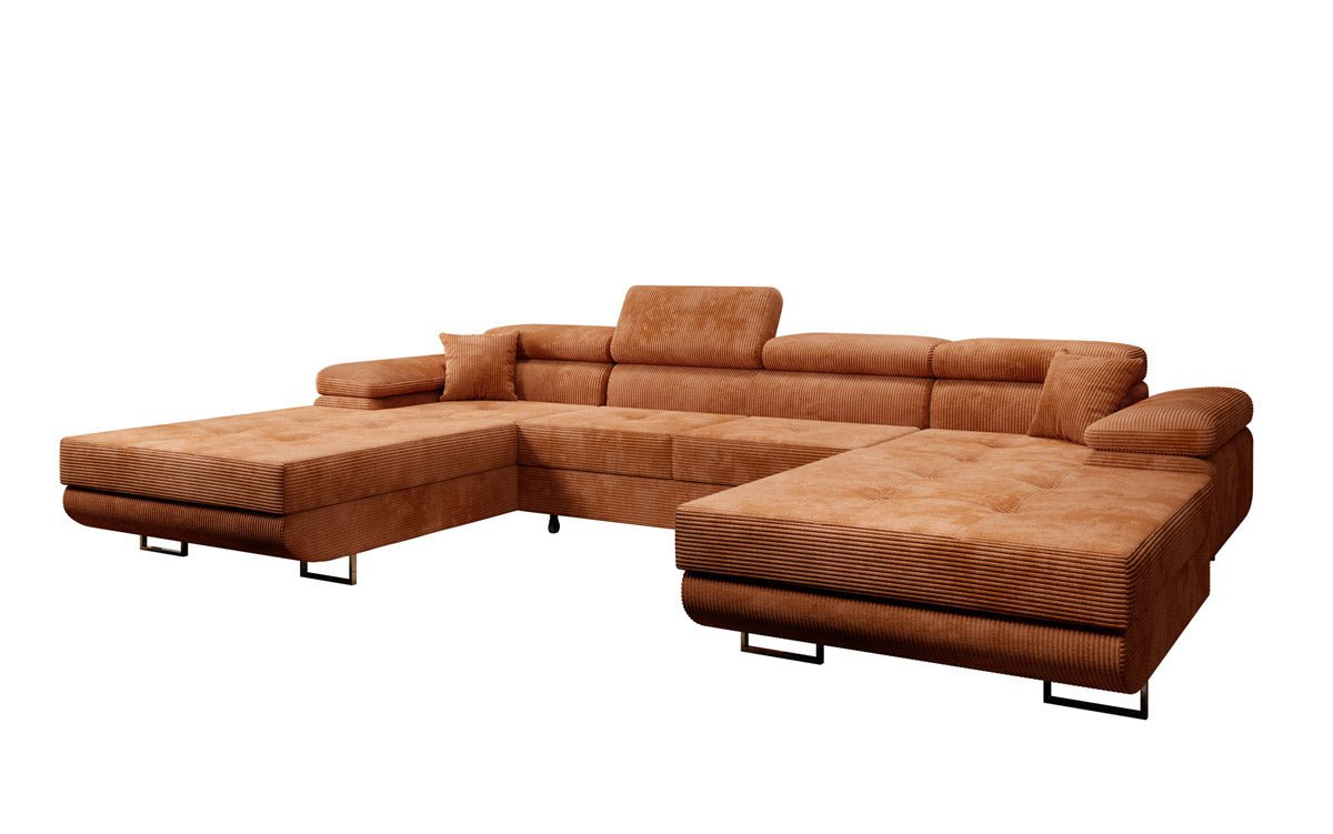 Designer Sofa Calvera U mat Schlof- a Klapfunktioun a Kord