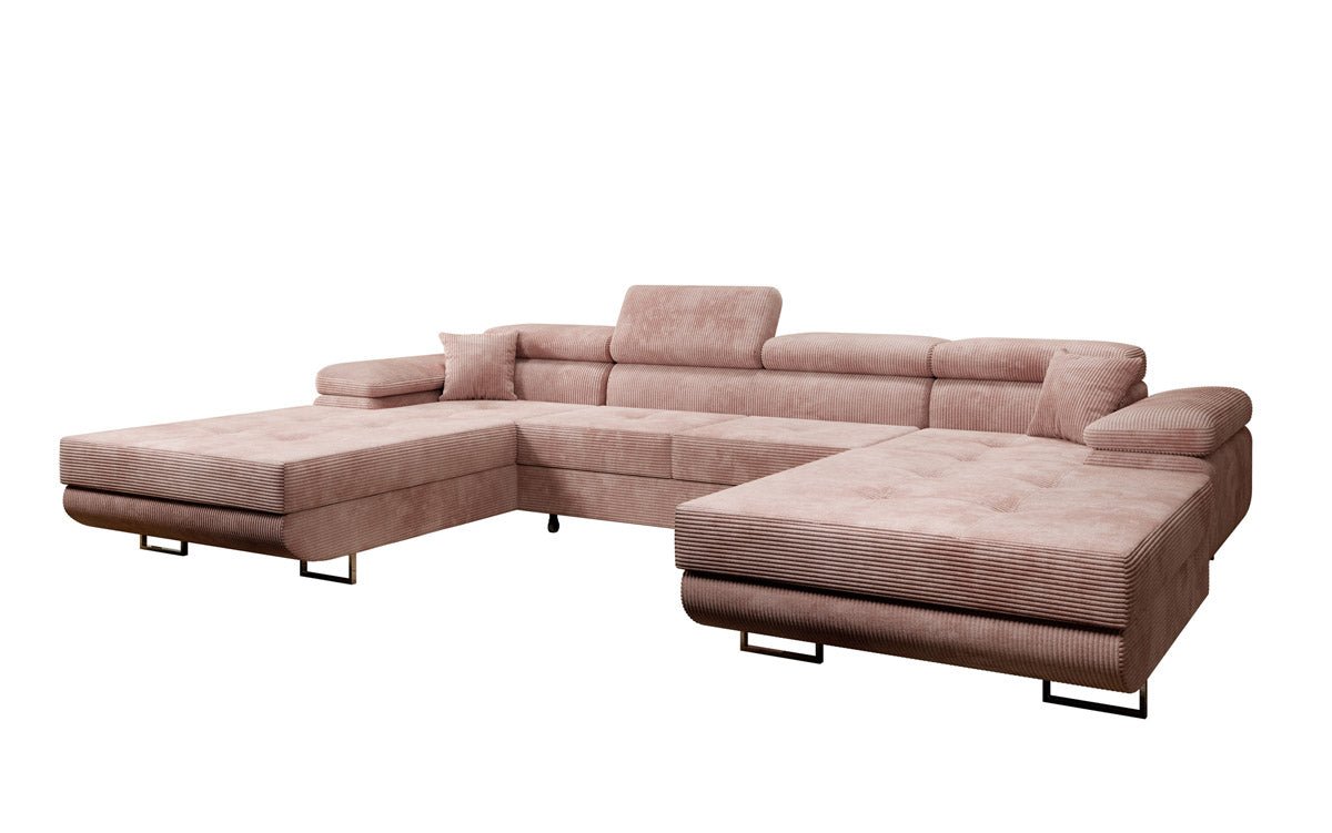 Designer Sofa Calvera U mat Schlof- a Klapfunktioun a Kord