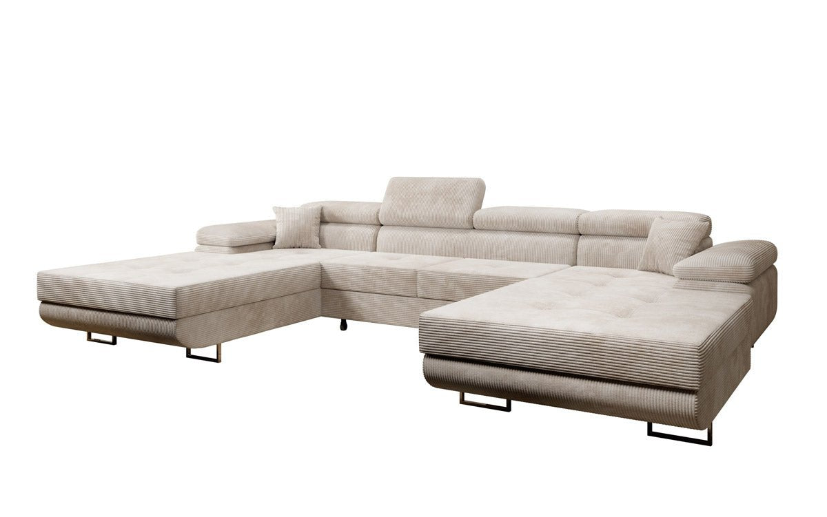 Designer Sofa Calvera U mat Schlof- a Klapfunktioun a Kord