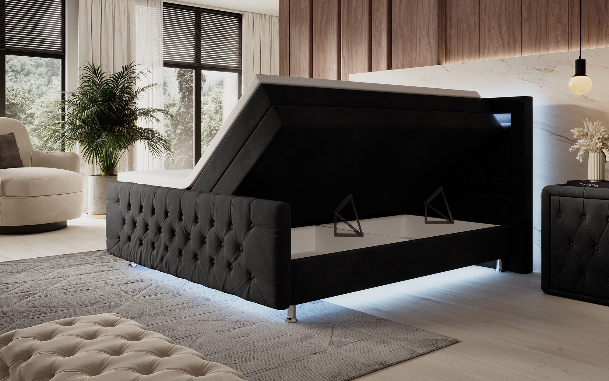 Boxspringbett Lorena mat LED a Späicherplatz