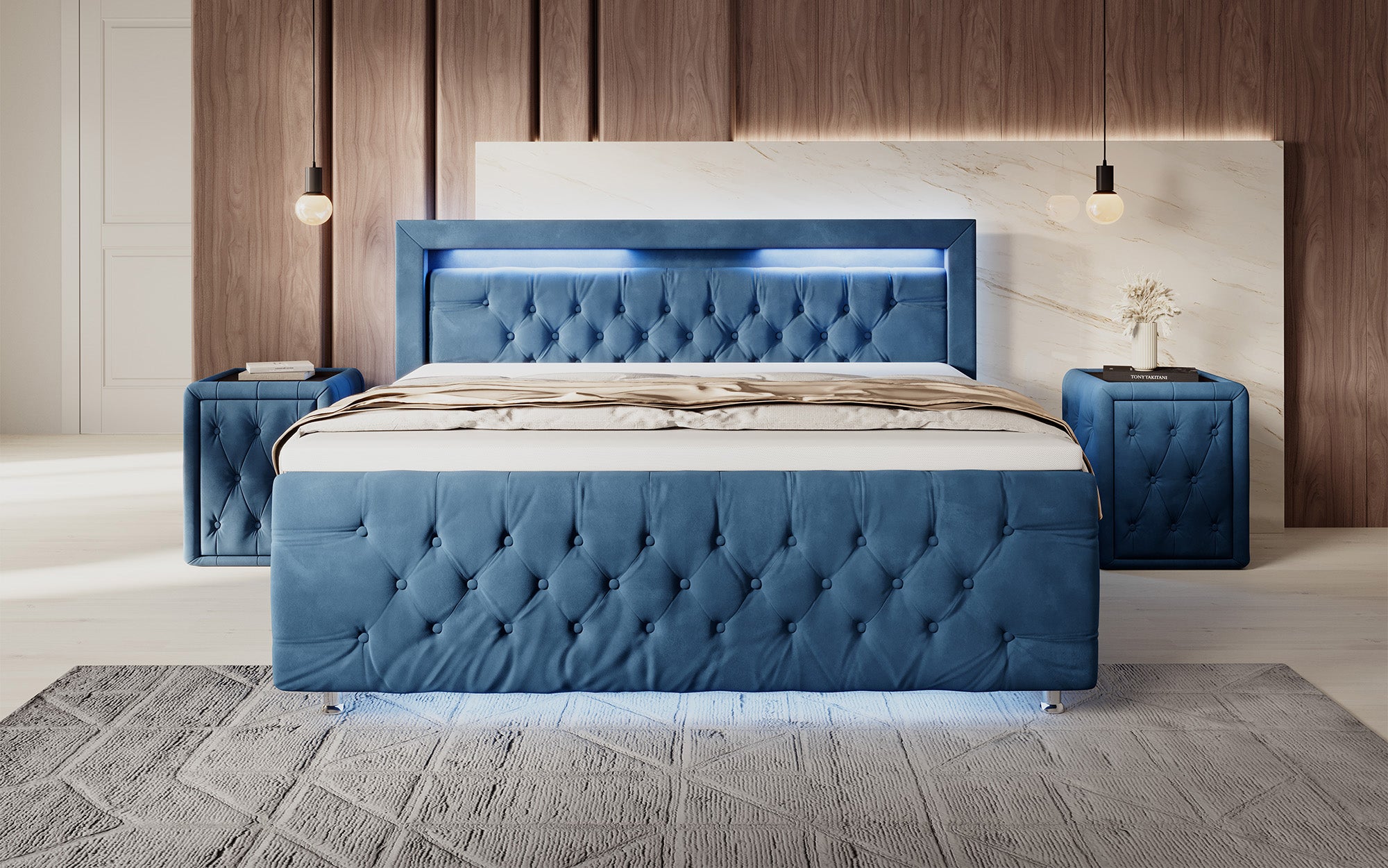 Boxspringbett Lorena mat LED a Späicherplatz