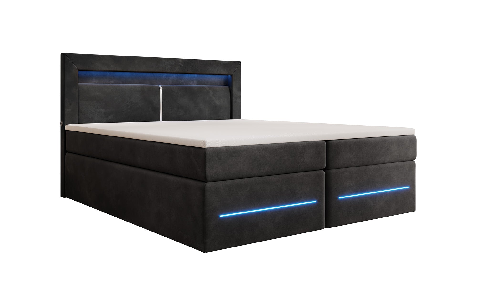 Boxspringbett Minera mat LED, USB an Späicherplatz
