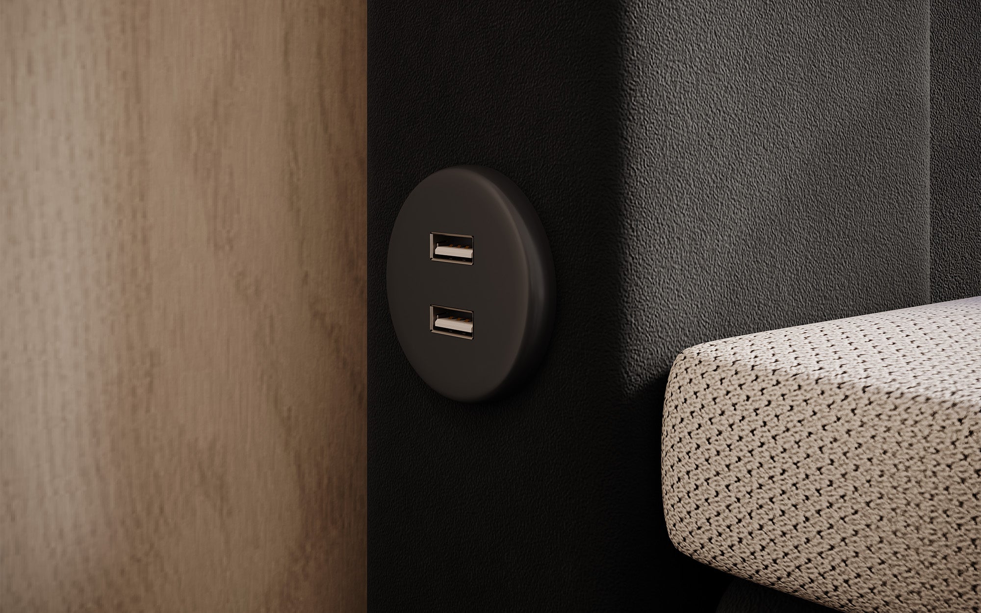 Boxspringbett Minera mat LED, USB an Späicherplatz