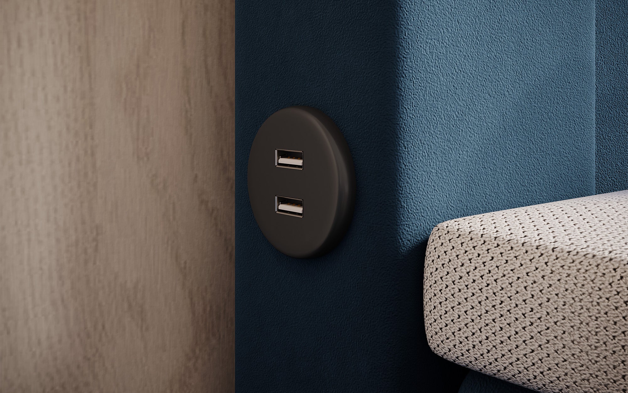 Boxspringbett Minera mat LED, USB an Späicherplatz