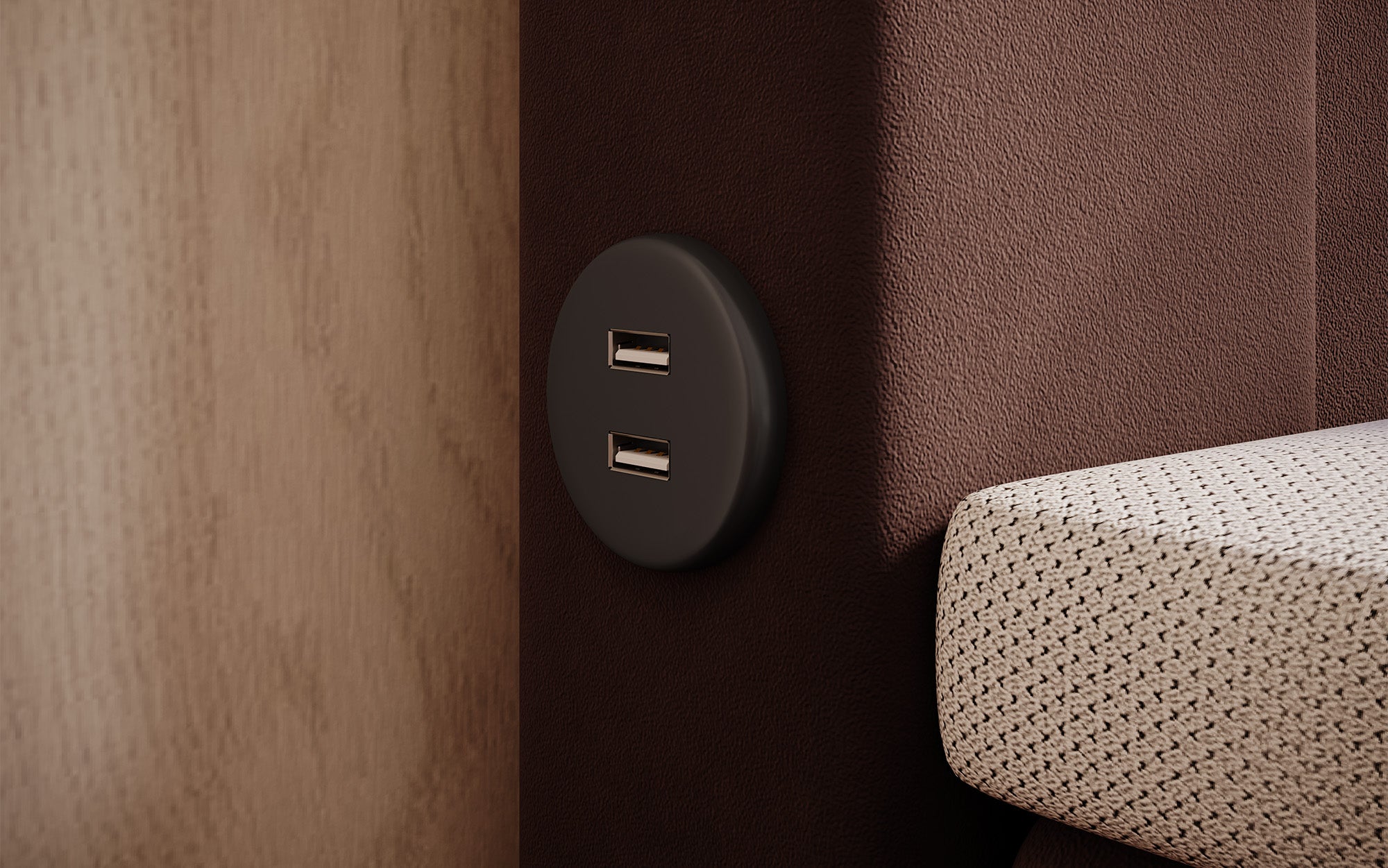 Boxspringbett Minera mat LED, USB an Späicherplatz