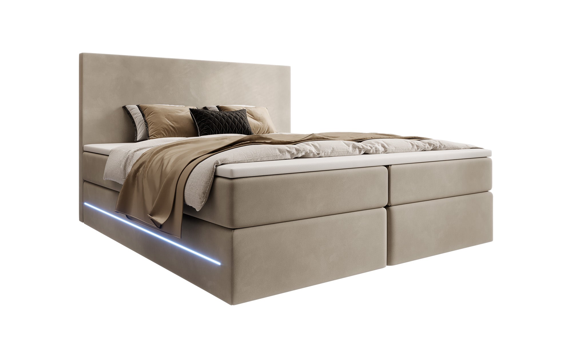 Boxspringbett Voyage mat LED a Späicherplaz a Samt