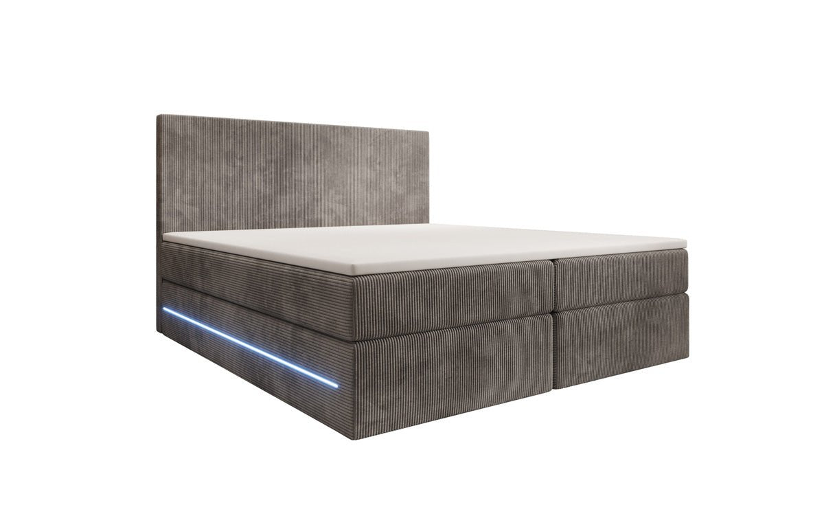 Boxspringbett Voyage mit LED u. Stauraum in Cord
