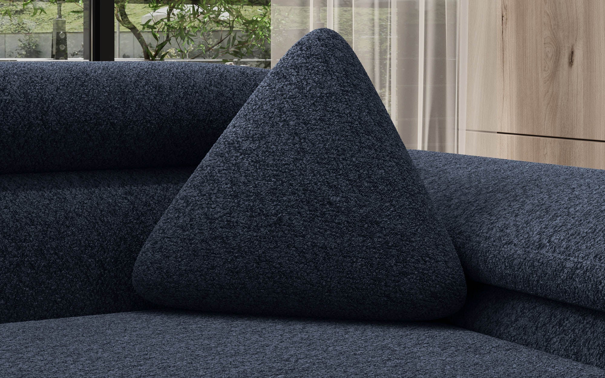 Dräieckege Dekokëssen Nook aus Bouclé