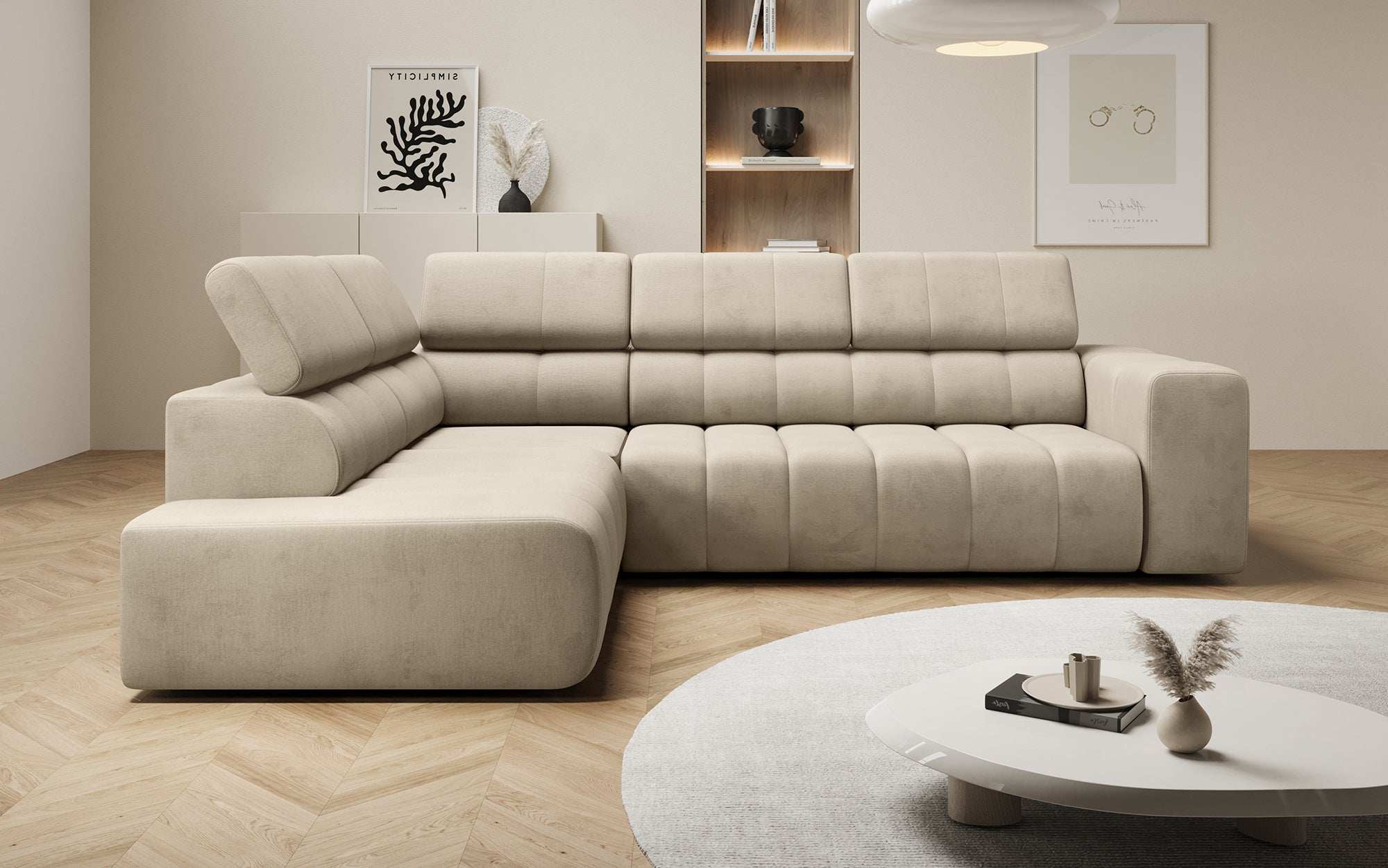 Designer Sofa Aurora L mat elektrescher Schlooffunktioun