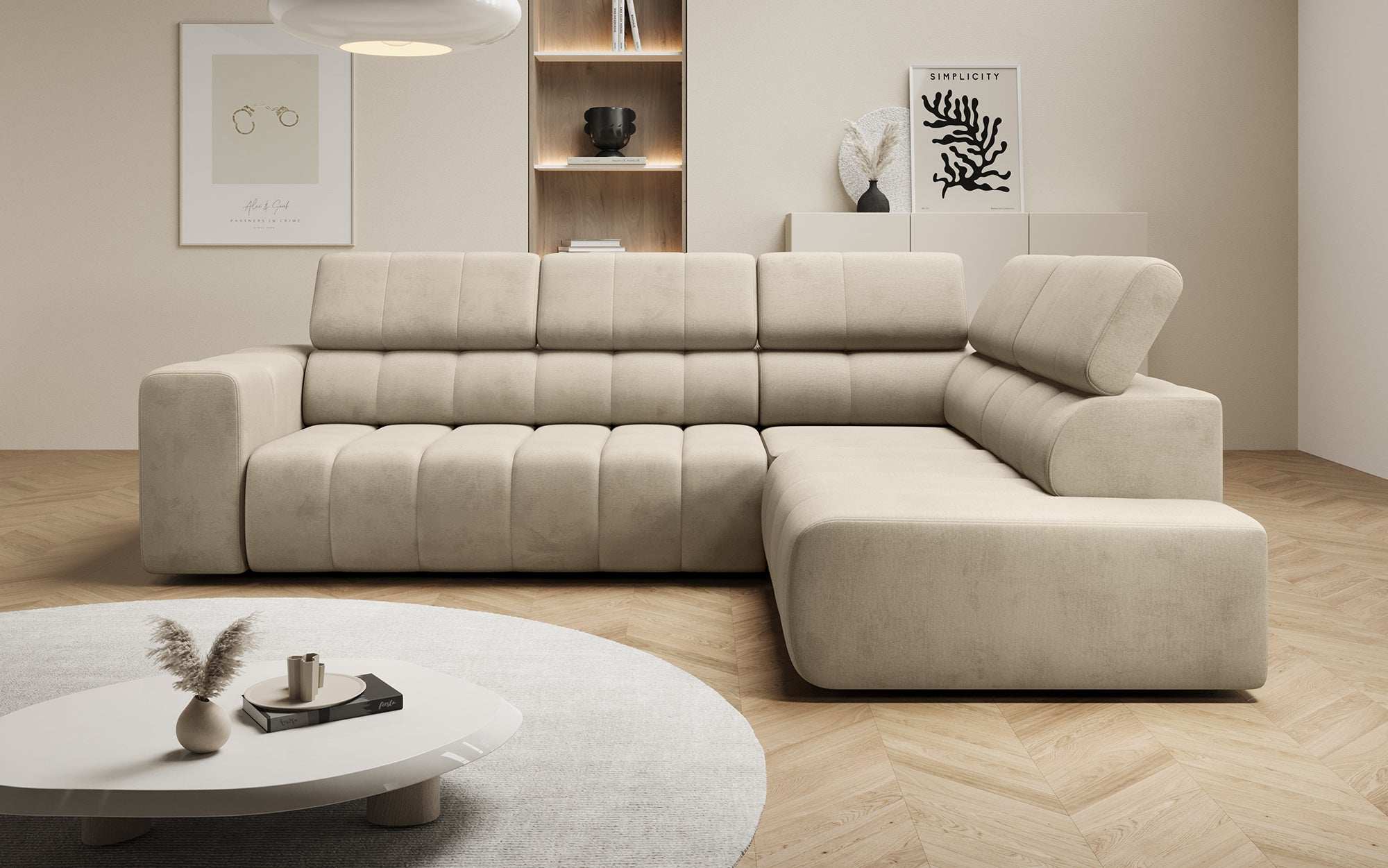 Designer Sofa Aurora L mat elektrescher Schlooffunktioun