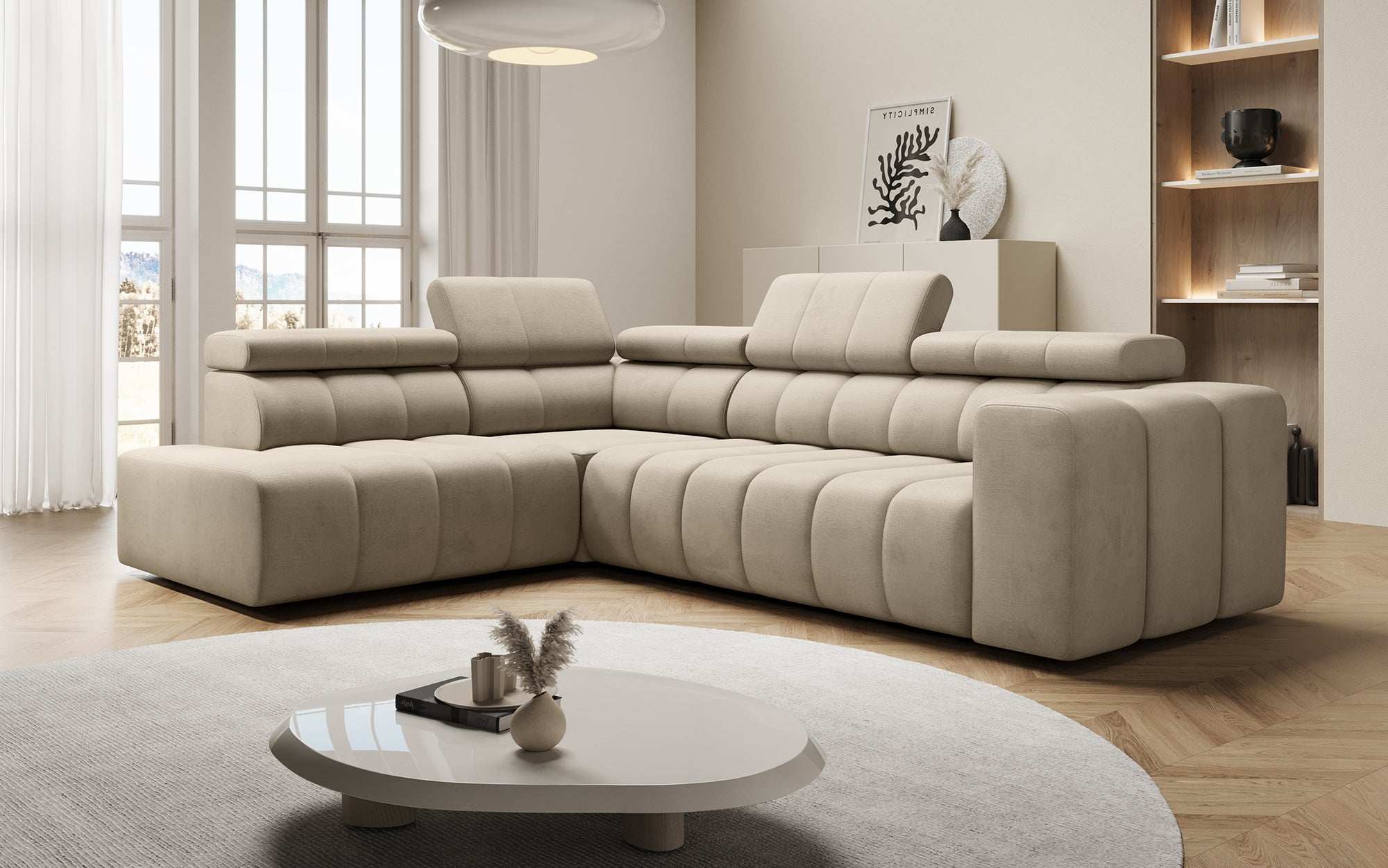 Designer Sofa Aurora L mat elektrescher Schlooffunktioun