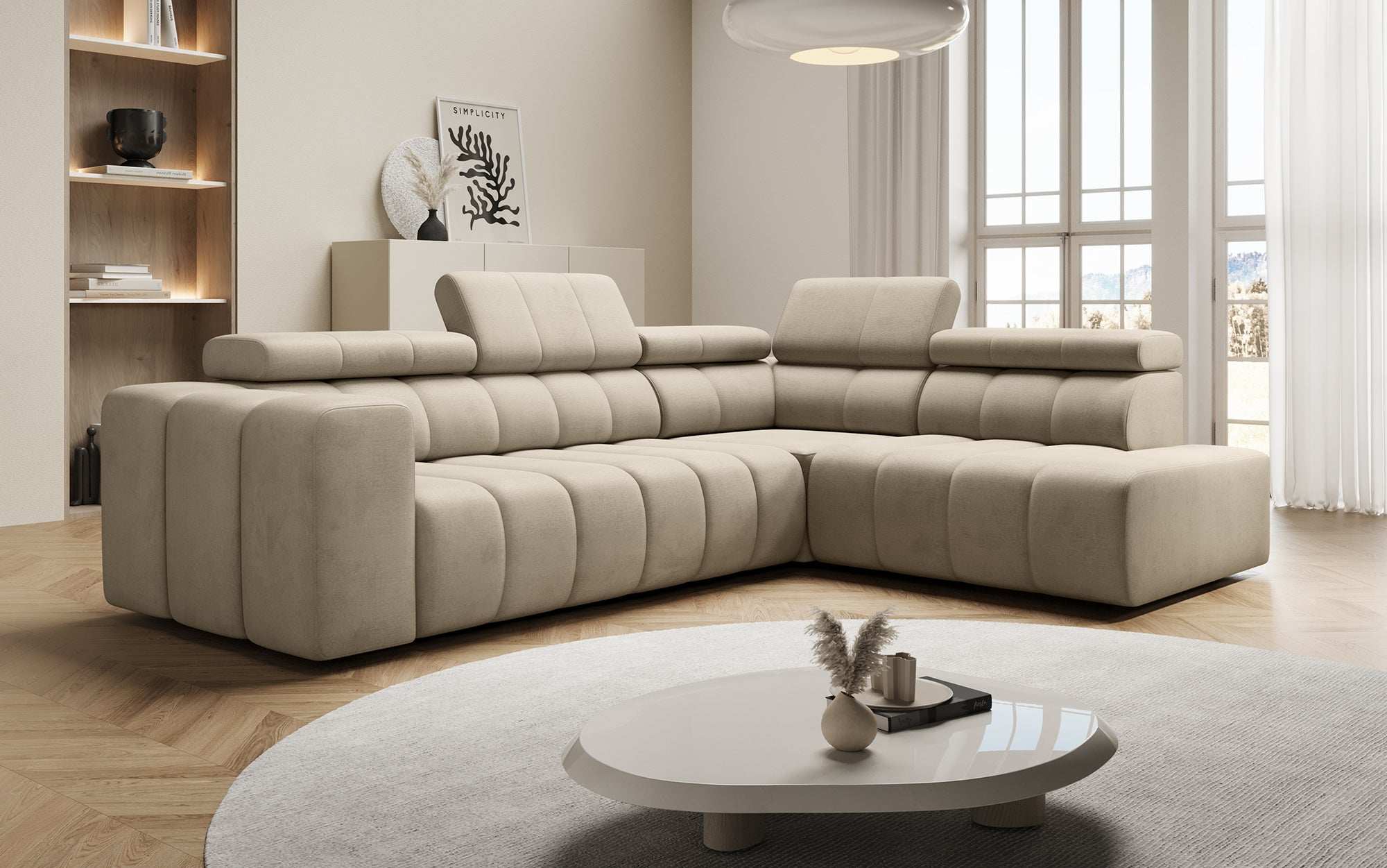 Designer Sofa Aurora L mat elektrescher Schlooffunktioun