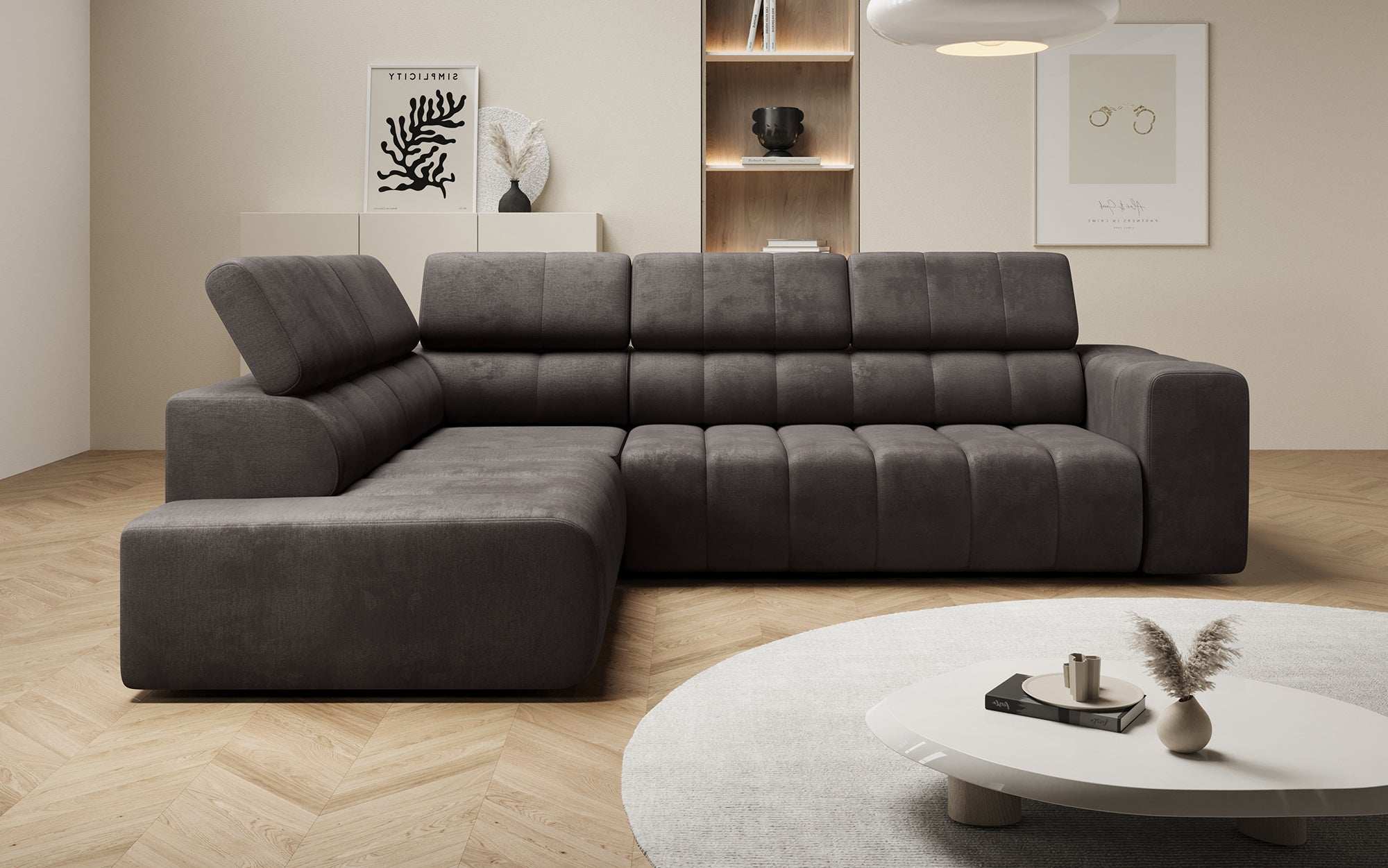 Designer Sofa Aurora L mat elektrescher Schlooffunktioun
