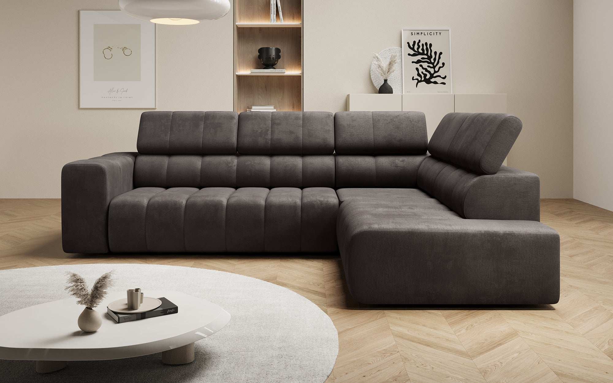 Designer Sofa Aurora L mat elektrescher Schlooffunktioun