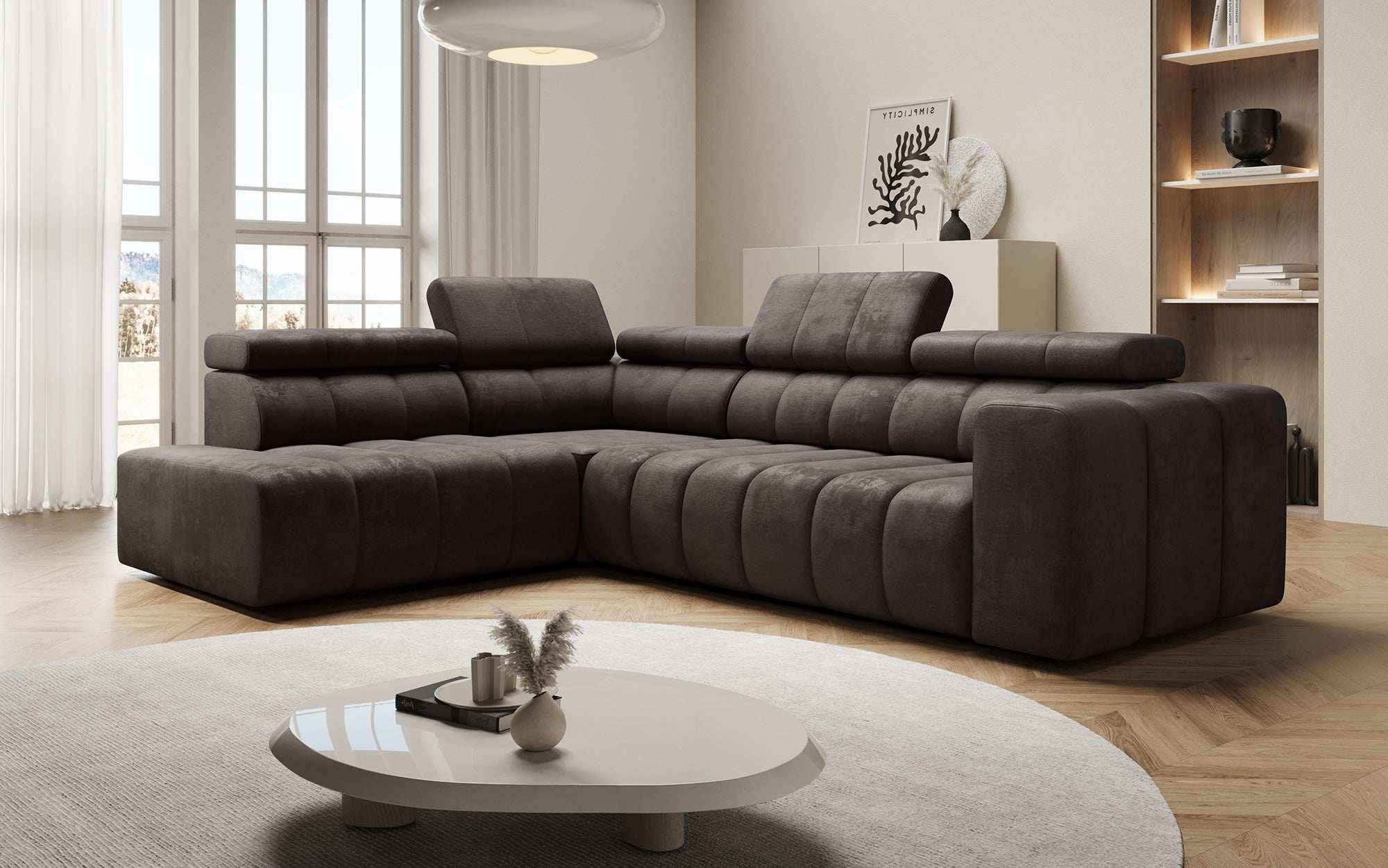 Designer Sofa Aurora L mat elektrescher Schlooffunktioun