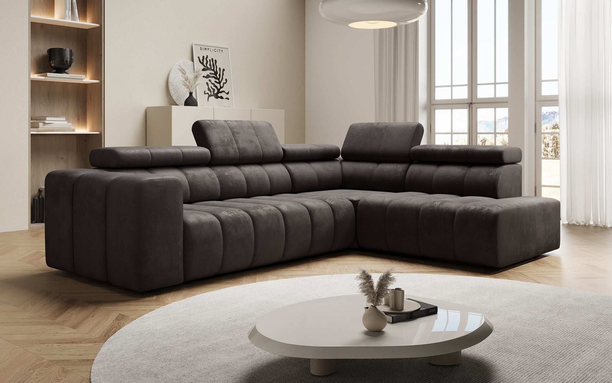 Designer Sofa Aurora L mat elektrescher Schlooffunktioun