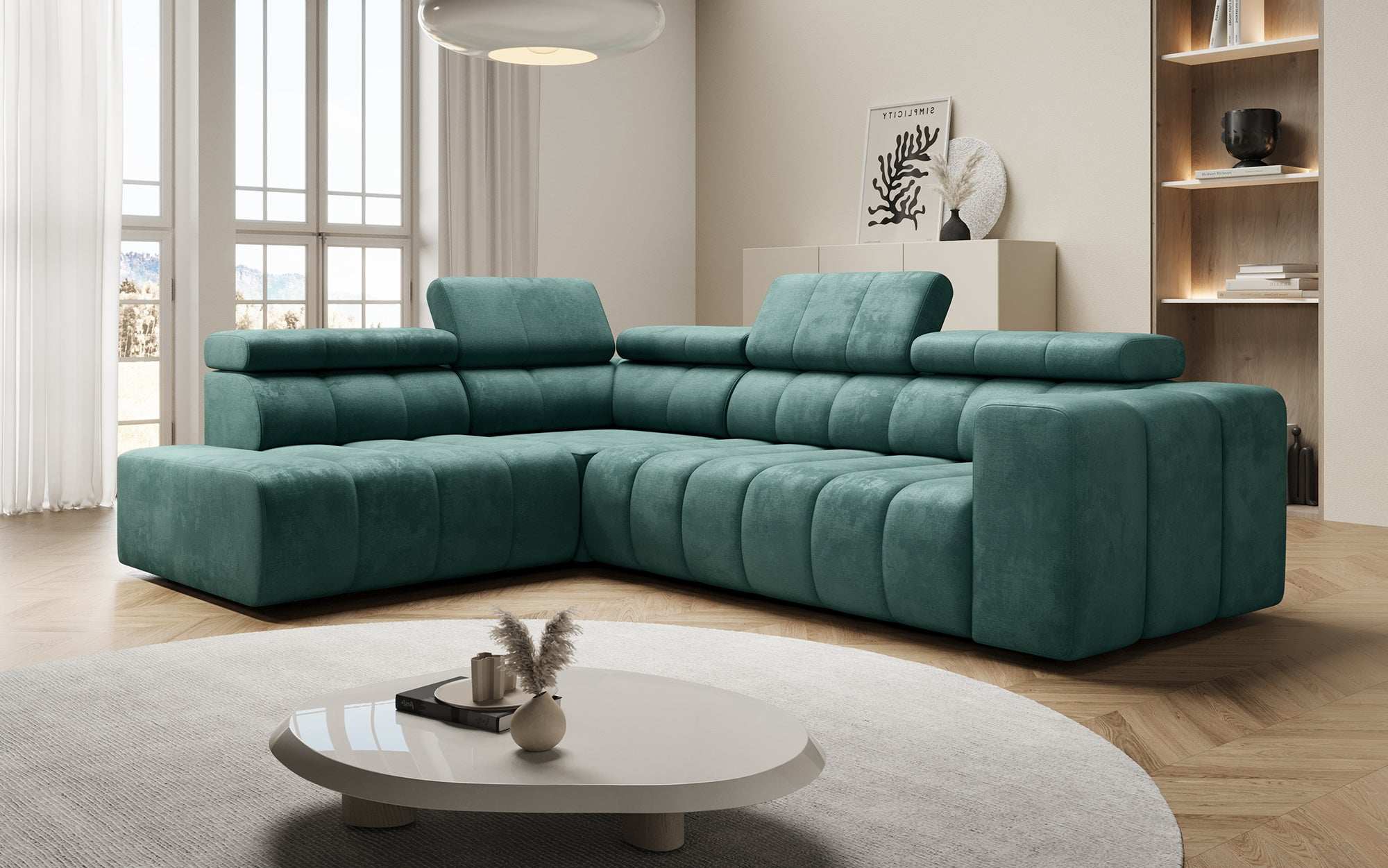 Designer Sofa Aurora L mat elektrescher Schlooffunktioun