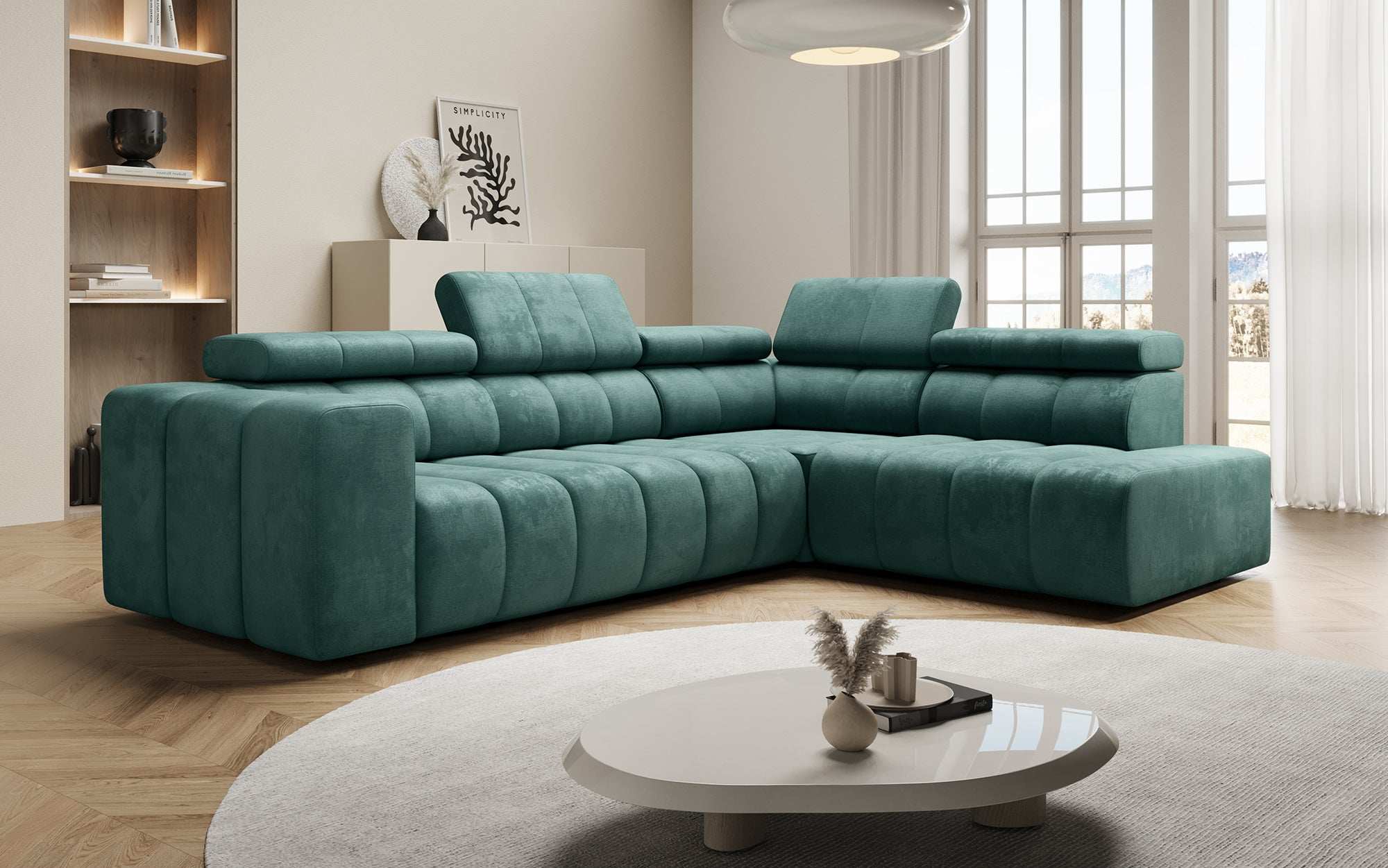 Designer Sofa Aurora L mat elektrescher Schlooffunktioun