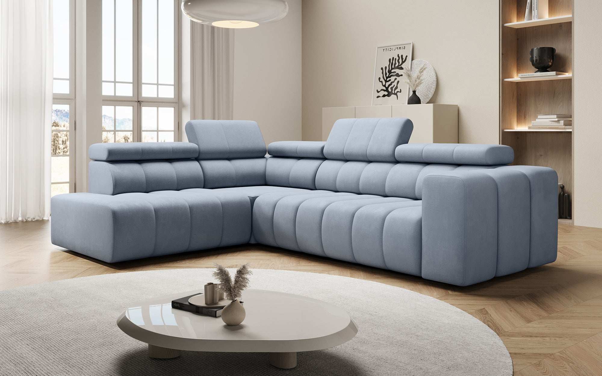 Designer Sofa Aurora L mat elektrescher Schlooffunktioun