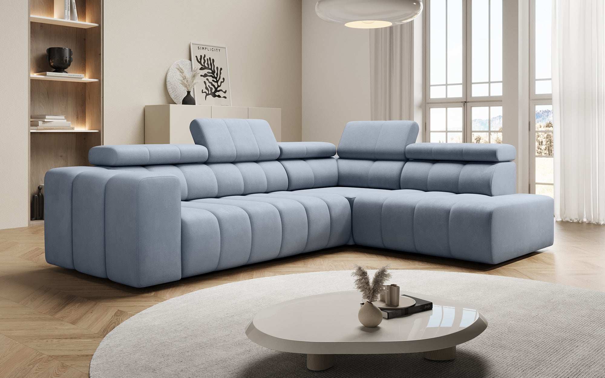 Designer Sofa Aurora L mat elektrescher Schlooffunktioun